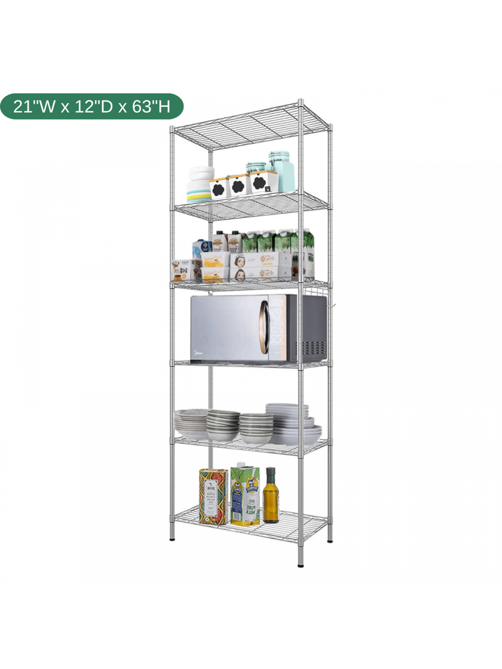Legooin 6-Tier Metal Rack with Wire Shelves Narrow Shelf ...